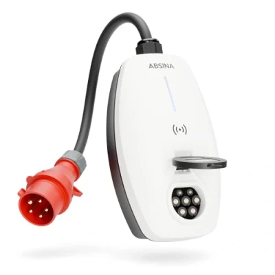 Afbeelding van ABSINA Wallbox CEE Mobile 11 kW 16 A met app besturing wandbox stekker, RFID en instelbaar laadvermogen 3 fasen elektrische auto voor i3, e Up, ID.3, ID.4,