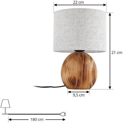 Afbeelding van Lindby Mayumi tafellamp, hoogte 31 cm, hout, textiel