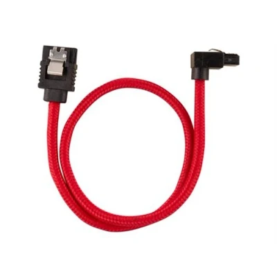 Image de CORSAIR Premium Sleeved Câble SATA Serial ATA 150/300/600 (M) droit, verrouillé pour à angle droit 30 cm rouge (pack de 2)