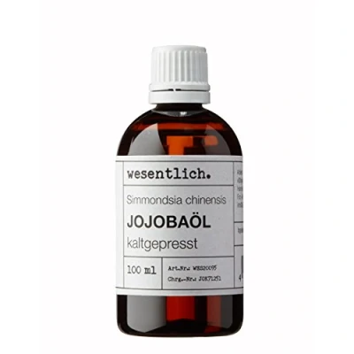 Afbeelding van wesentlich. Koudgeperste jojoba olie, 100 ml, 100% pure olie voor huid en haar, gezicht nagels, ml