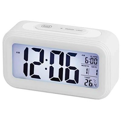 Afbeelding van Trevi SLD 3068 S Digitale thermometer met wekker, groot LCD display, kalender, automatische lichtsensor, snooze functie, wit