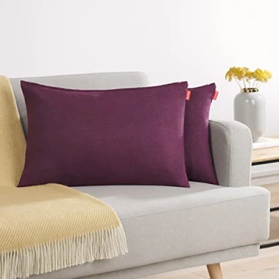 Afbeelding van Blumtal Chenille Kussenslopen Set van 2 Zacht en met Blinde Rits Kussenhoes 40 x 60, Aubergine Paars