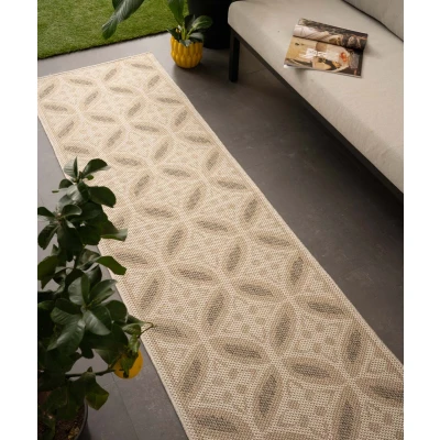 Afbeelding van Jute Balkonkleed Sunny Circles Naturel 66x230 Cm