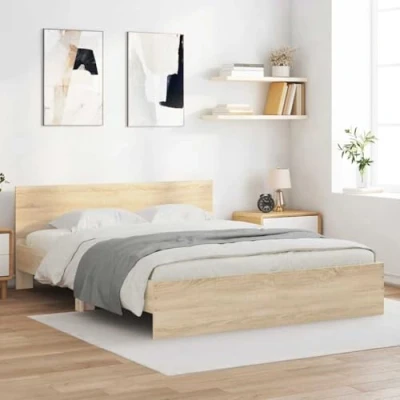 Afbeelding van vidaXL Bedframe met hoofdeinde sonoma eikenkleurig 140x200 cm