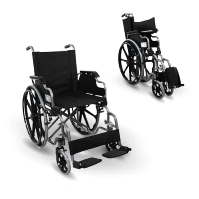 Afbeelding van Mobiclinic Giralda Rolstoel Inklapbaar Comfortabel Orthopedisch Voetsteun Armleuningen Zitting 46 cm Staal Lichtgewicht