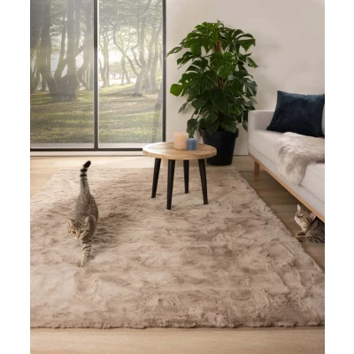 Afbeelding van Zacht Hoogpolig Vloerkleed Comfy Plus Taupe 80x150 Cm
