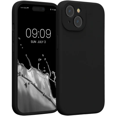 Afbeelding van kwmobile telefoonhoesje geschikt voor Apple iPhone 15 TPU backcover met siliconen coating Smartphone case in zwart