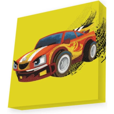 Afbeelding van Knutselpakket met Ronde Steentjes, DOTZ voor Volwassenen, Hobbypakket Kinderen Vanaf 8 Jaar DBX.076 BOX Diamond Dotting kit 22x22cm Hot Rod
