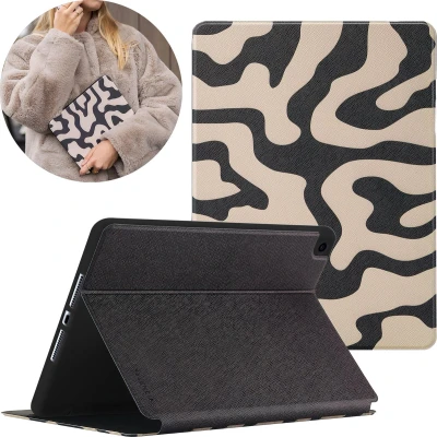 Afbeelding van Selencia Tablet Hoes Geschikt voor iPad 9 10.2 (2021) 9e generatie / 7 (2019) 7e 8 (2020) 8e Vivid Tablethoes Meerkleurig /Art Wave Black