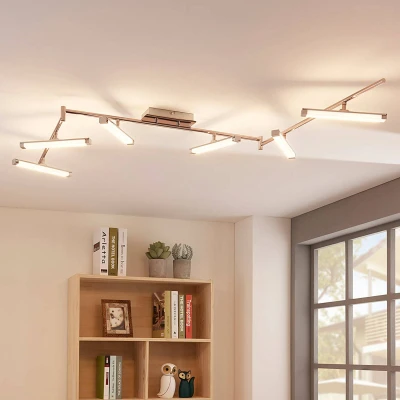 Afbeelding van Lindby LED plafondlamp met dimmer 6lichts acryl, metaal H: 11 cm wit, chroom Inclusief lichtbronnen