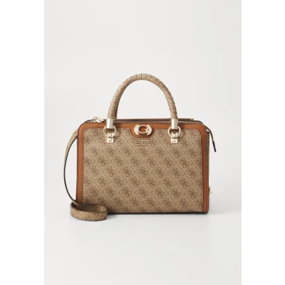 Afbeelding van Guess Orlina LOGO Satchel Handtas, Dames, Maat: One Size, Latte logo/brown