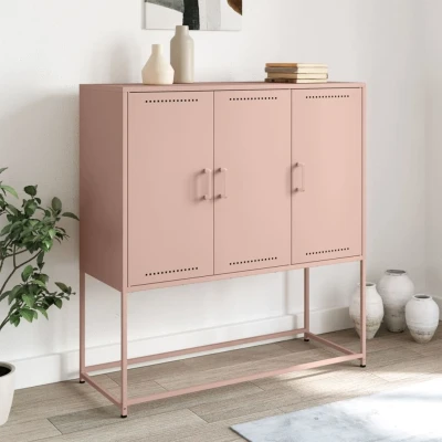 Afbeelding van Hoge kast 100,5x39x107 cm staal roze