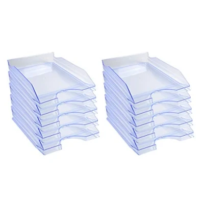 Afbeelding van Exacompta Ref. 12310D Set van 10 ECOTRAY brievenbakken nuttige afmetingen 34 x 25 6,5 cm voor documenten in A4+ formaat Doorschijnend ijsblauw
