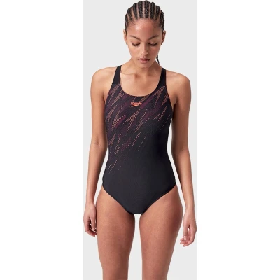 Afbeelding van Speedo Hyperboom Badpak, Dames, Maat: 36, Black/siren red/plum dandy
