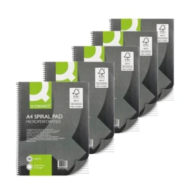 Afbeelding van Q Connect KF01072 Notitieboek, A4, gelinieerd, met marge en softcover, 160 pagina&#039;s, 5 stuks