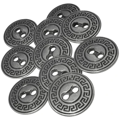 Afbeelding van AERZETIX C56623 Set van 10 metalen naaigarens Ø 20 mm met 2 gaten opening 3 kleur grijs fournituren naaien kleding handwerk jeans