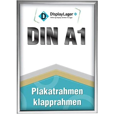 Afbeelding van DisplayLager, Deense kwaliteit A1 zilver klapframe met 25 mm aluminium profiel, ontspiegelde beschermschijf, bevestigingsmateriaal