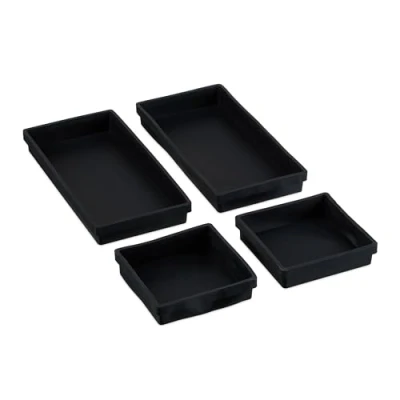 Afbeelding van Relaxdays siliconen bakvorm set van 4 cakevormen rechthoekig en vierkant brownievorm