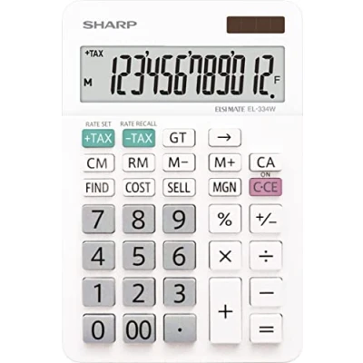 Afbeelding van Sharp EL 334W Bureaurekenmachine Wit Aantal displayposities: 12 werkt op batterijen, zonne energie (b x h d) 112 170 14 mm