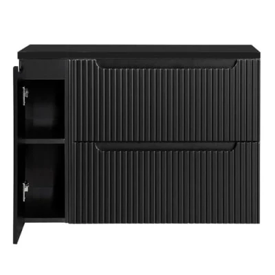 Afbeelding van Wastafelonderkast Newport met lades en deuren 60x100x40 cm zwart [en.casa]