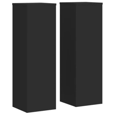 Afbeelding van vidaXL Plantenstandaards 2 st 25x25x80 cm bewerkt hout zwart