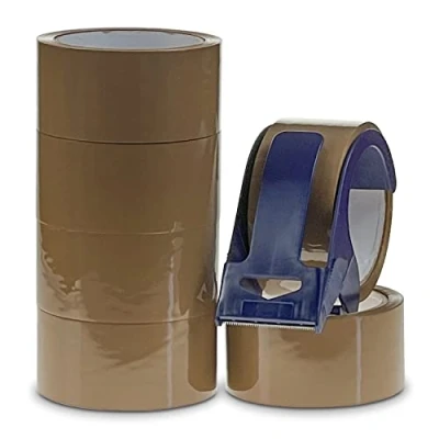 Afbeelding van Crimson Startfish Bruine Verpakkingstape 6 Rollen met Tape Dispenser van 48 mm x 50 m Pakkettape Dozen Inpakken voor Verhuizing Sluit Je Pakketten Eenvoudig