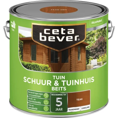 Afbeelding van Ceta Bever Tuinbeits Schuur &amp; Tuinhuis Transparant 085 Teak 2,5 liter Blanke lak Beits
