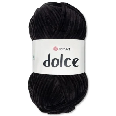 Afbeelding van Frida&#039;s Wollhaus YarnArt Dolce Chenille breiwol, haak en amigurumi garen, 100 g, 64 kleuren, 742 zwart