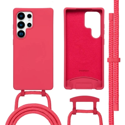 Afbeelding van imoshion Color Backcover met afneembaar koord MagSafe voor de Samsung Galaxy S25 Ultra Red Raspberry