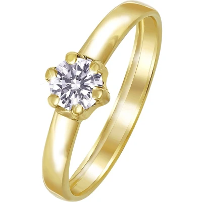 Afbeelding van Lucardi 14 CT Ring goldcoloured, Dames, Maat: 49, Gold/coloured