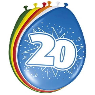 Afbeelding van Ballonnen 20 jaar 8 stuks