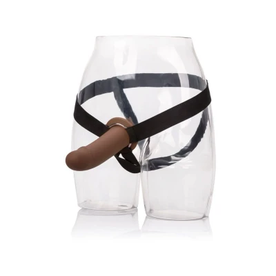 Afbeelding van California Exotics Strap on harnas met holle siliconen dildo Bruin