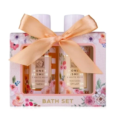 Afbeelding van Accentra Honey Jasmine douchecadeauset voor dames in mooie geschenkdoos 2 delige verzorgingsset met douchegel en bodylotion Wellness cadeauset de