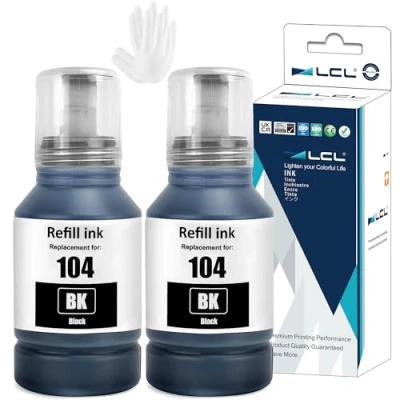 Afbeelding van LCL Printer voor inktfles, compatibel met Epson 104, C13T00P140, ET 2710, 2711, 2714, 2715, 2720, 2726, 4700, 1810, 2810, 2811, 2811 812 (incl. 2 zwart)
