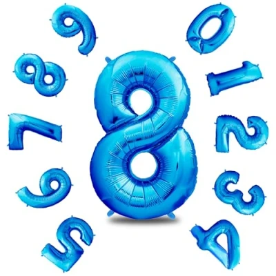 Afbeelding van envami ballon verjaardag 8 jaar blauw 101 cm cijferballon decoratieve verjaardagsset voor jongens Happy Birthday decoratie vliegt dankzij helium nr.