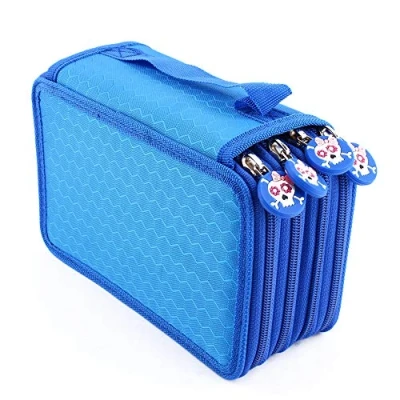 Afbeelding van Yosoo 72 kleuren, Portapenne Tre Scomparti Offerta potlood, zakelijke tas, stationair etui met grote capaciteit, Oxford, meerlaags, potlood organizer (blauw)