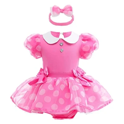 Afbeelding van Lito Angels Kostuum Minnie Mouse met hoofdband voor baby&#039;s en meisjes, maat 12 18 maanden, roze