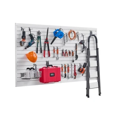 Image de VEVOR Panneaux Muraux à Lattes PVC Outils Garage Accessoires 1225x2450mm Blanc
