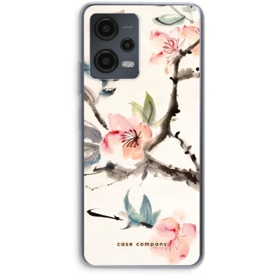 Afbeelding van Case Company® hoesje geschikt voor Xiaomi Redmi Note 12 Japanse bloemen Soft Cover Telefoonhoesje Bescherming aan alle Kanten en Schermrand