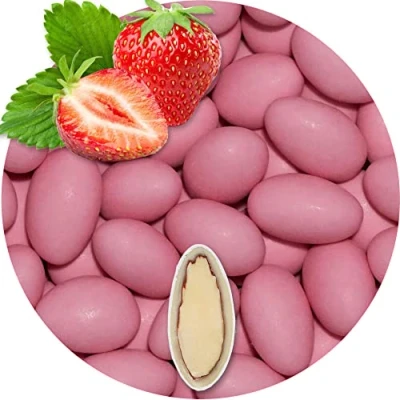 Afbeelding van EinsSein 1 kg chocolade dragees aardbeiroze mat bruiloftsamandelen, doopdragees, snoepdragees, confetti, badem secureri, snoepsuiker, bar, snoep