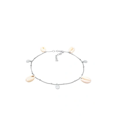 Afbeelding van Elli Cowrie Shell Enkelbandjes, Dames, Maat: 22, Silber