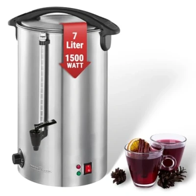 Afbeelding van ProfiCook PC HGA 1196 hete drankautomaat, 7 liter tank inhoud, hoogwaardige roestvrijstalen behuizing, liter, zilver