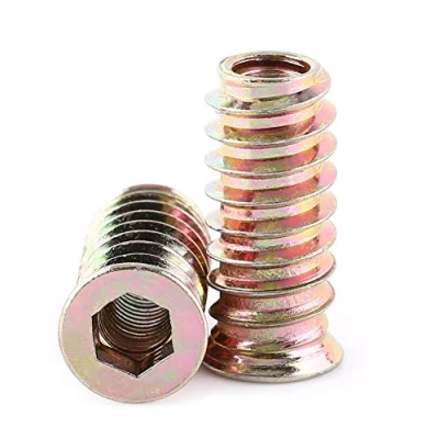 Afbeelding van 20 stuks M6/M8/M10 schroevenset met platte kop, zeskantmoeren, aandrijfmoeren, van koolstofstaal, schroefdraad voor houten meubels (M6 x 25 mm)