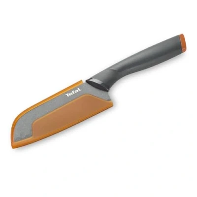 Afbeelding van TEFAL Fresh Kitchen Santoku mes 12 cm, lemmet van roestvrij staal met hoogwaardig titanium, antiaanbaklaag, comfortzone, lemmetbeschermhoes K1220104