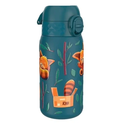 Afbeelding van ION8 Lichte drinkfles van roestvrij staal, 400 ml, niet geïsoleerd, lekvrij, gemakkelijk te openen, veilige vergrendeling, vaatwasmachinebestendig, draaggreep, reinigen, duurzaam