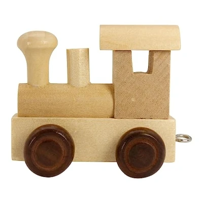 Afbeelding van Houten letters, trein aanhangwagen, locomotief, wagen, A Z, hoogte. 5,5 cm
