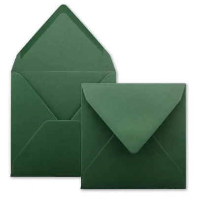 Afbeelding van FarbenFroh Serie 50 stuks groene enveloppen, vierkant, 15,5 x cm, zonder venster, vochtig plakband, 110 g/m², voor uitnodigingskaarten, bruiloft, verjaardag en meer