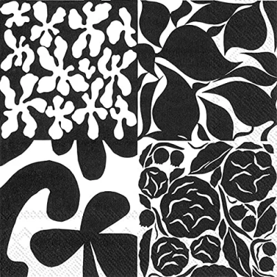 Afbeelding van Marimekko RUUDUT papieren servetten, 3 laags, 33 cm, zwart, 20 stuks