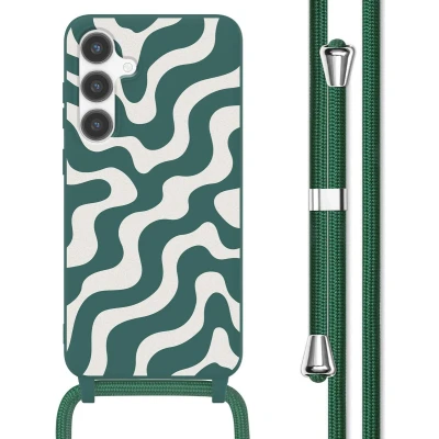 Afbeelding van imoshion hoesje Geschikt voor Samsung Galaxy S24 Plus met koord Siliconen design Meerkleurig / Petrol Green Groovy