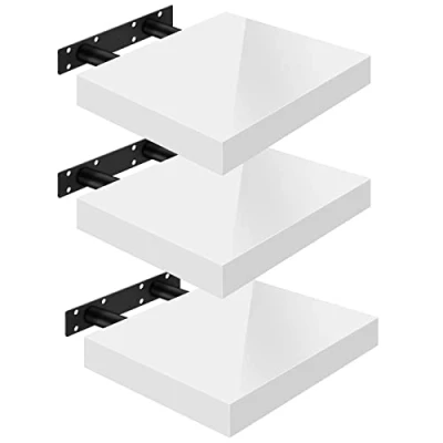 Afbeelding van WOLTU Wandplanken, wandplank, 3 stuks, zwevend rek, boekenrek, cd, dvd, houten plaat, 30 x 22,9 3,8 cm, wit, RG9489ws